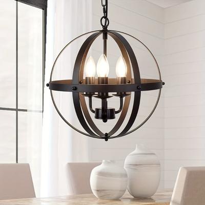 Retro-Pendelleuchte mit eingebettetem kugelförmigen Lampenschirm aus Metall, geeignet für Küche, Esszimmer, Wohnzimmer, Schlafzimmer (ohne Glühbirne)