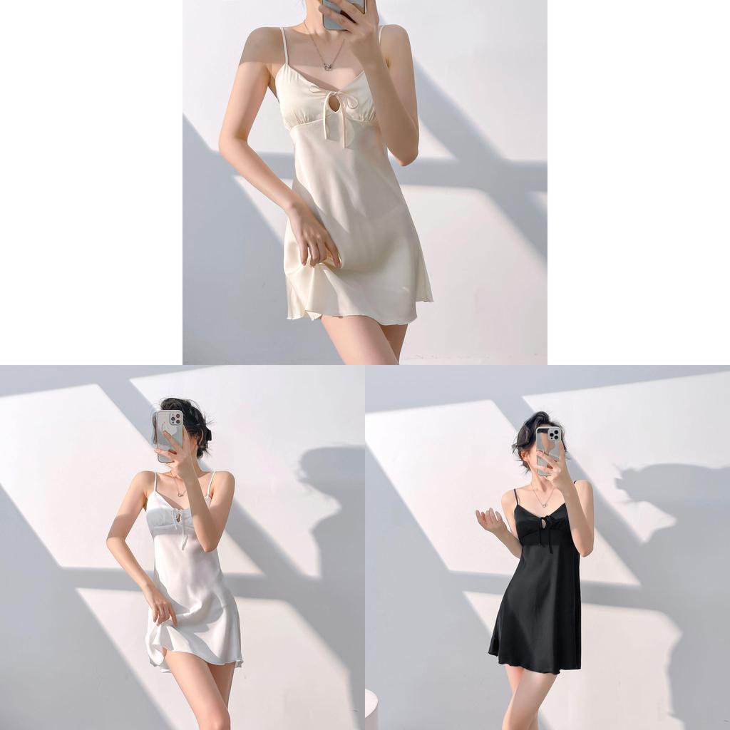 Ice Silk Sleeveless Nightdress Women Summer Breathable Sleepwear For Home Relaxation
