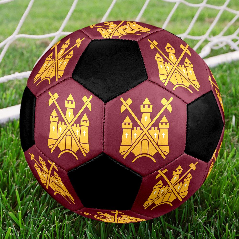 West Ham Soccer Ball Size 5 Colorful Machine Stitched PVC Competition Ready Durable High-Bounce
