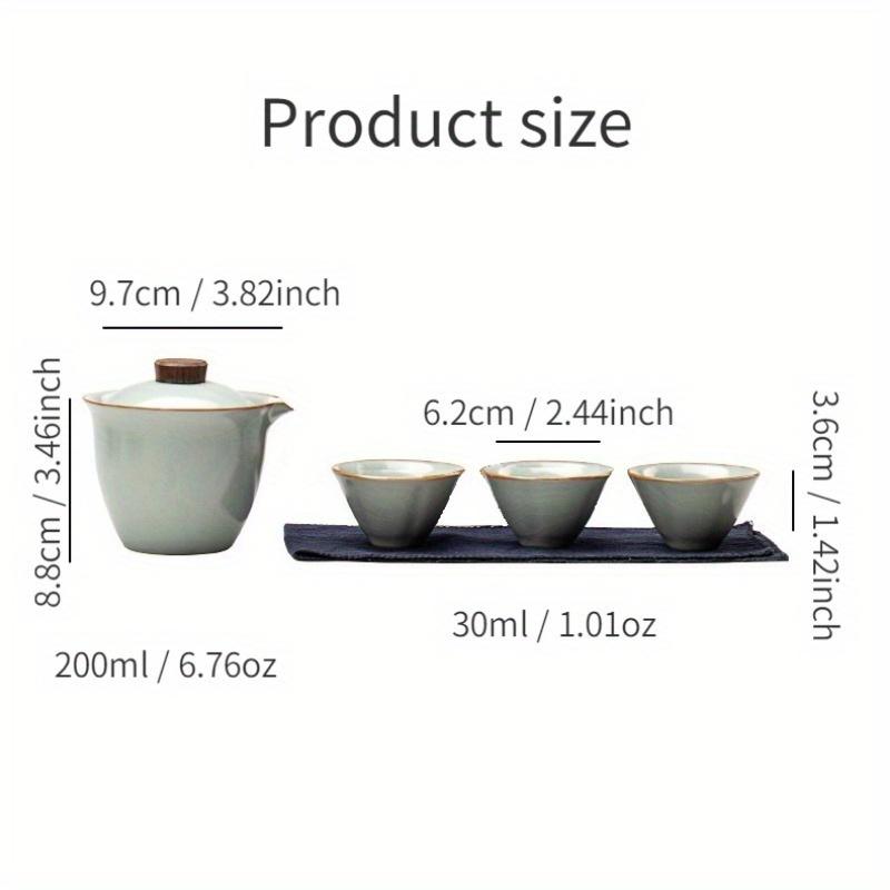 1 Set Of 4 Pcs Ceramic Travel Tea Set Include One Pot And Three Cups Outdoor Camping Portable Tea Set For Home Restaurant Hotel Office Tea Accessories