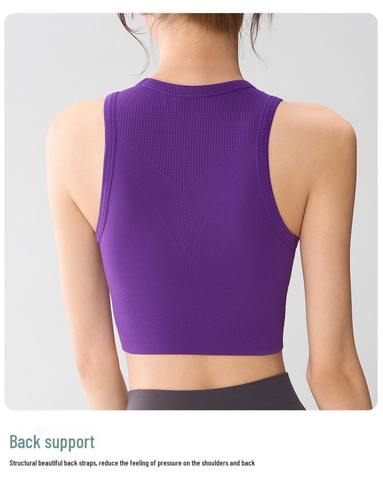 Women's High-Support Shockproof Yoga Vest Sports Bra - Beautiful Back Design for Running, Fitness, and Yoga Training.