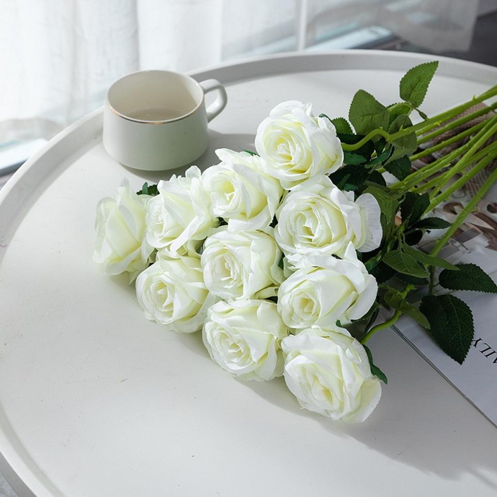 Party Simulation Solid Color Rose Artificial Simulation Plant Atmosphere Decoration Flowers  1set,15pcs