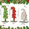 Christmas Tree Table Sign Rustic Wooden Mini Christmas Tree Ornaments for Home Office Holiday Decor Set Desktop Decoration