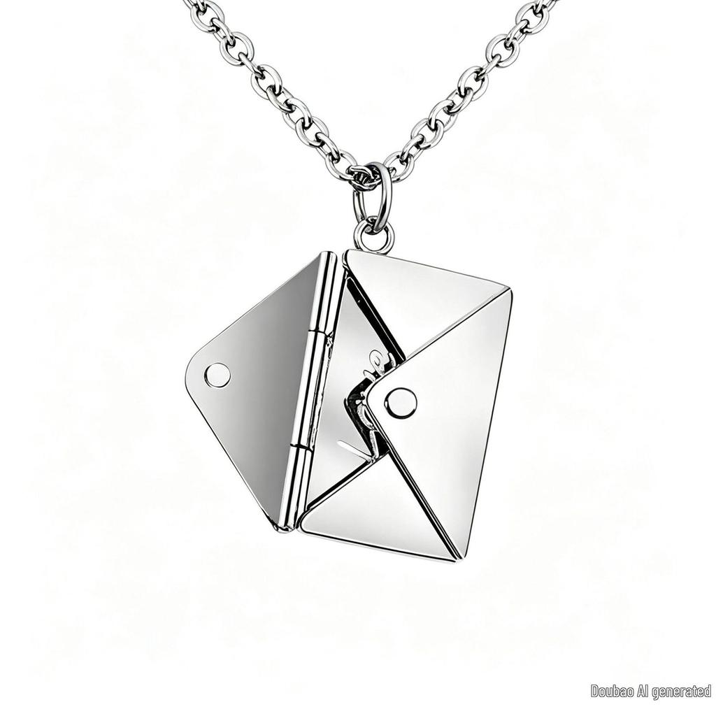 Personalized Stainless Steel Cross Envelope Pendant Necklace for Couples