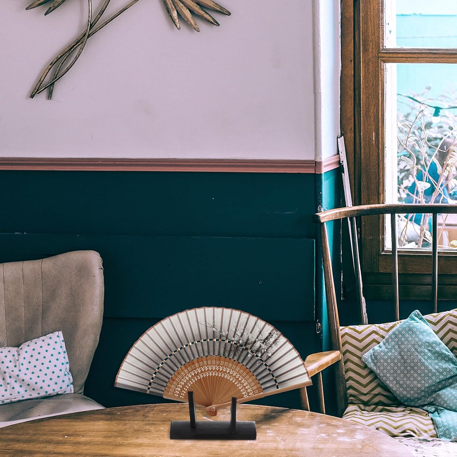 Alipis 1 шт. Японская складная веерная подставка - Элегантная бамбуковая подставка для складных вееров - Идеально для домашнего декора и выставок