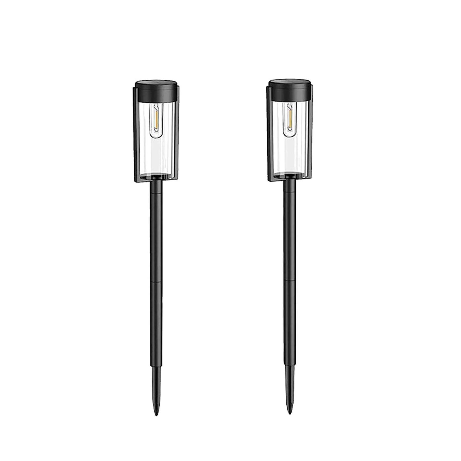 

Solar Powered Tungsten Filament Lawn Lights Set of 2 Outdoor Garden Pathway Lighting with Clear Glass Cover and Stake Mount for Yard One Size чёрный