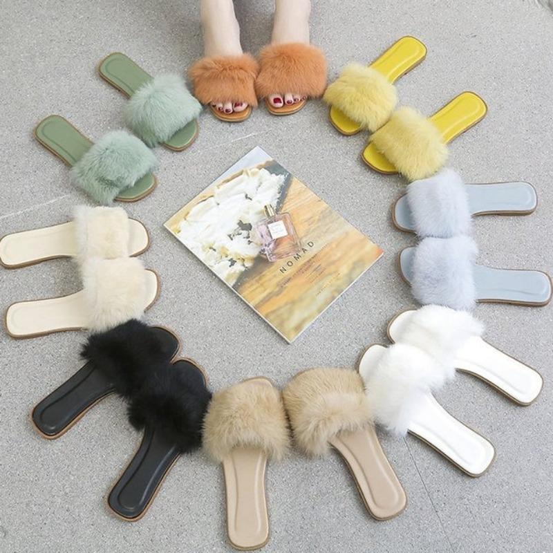 Móda 2024 nové letní módní dámské pantofle korejská verze plochá podrážka čtvercová špička dolů dospělé sandály