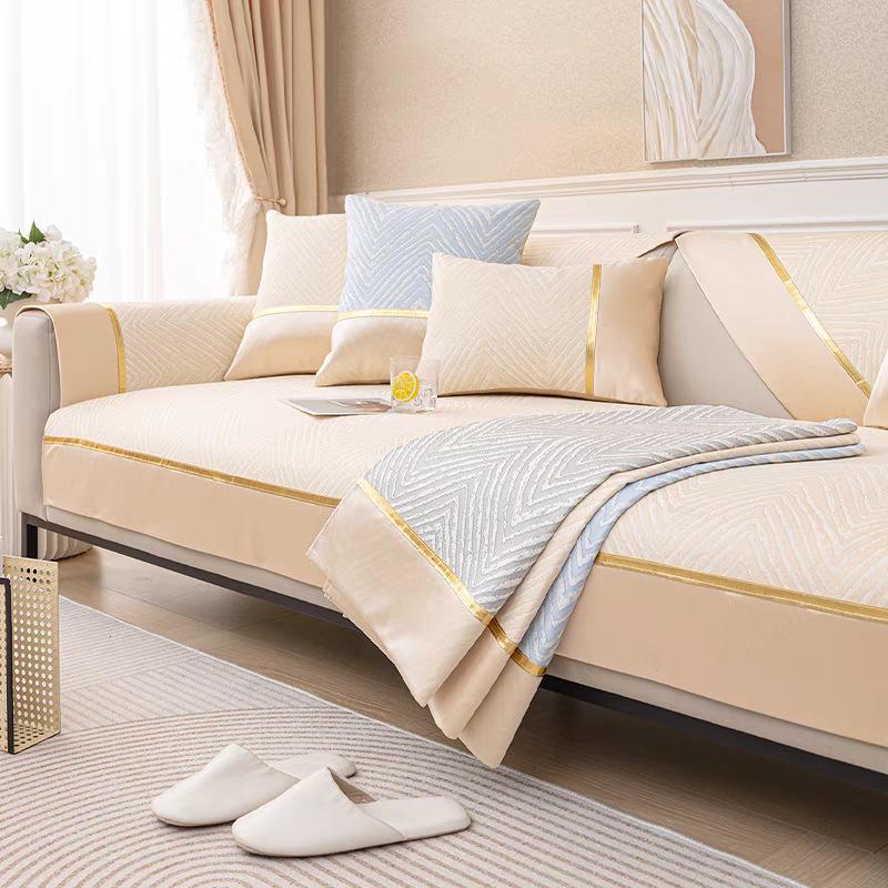 

High-Grade Ice Silk Sofa Cushion, Nordic Style Soft Decoration, Light Luxury Mat, Seat Cushion, Advanced Sense, Summer Non-Slip Sofa Cover 70*70cm
