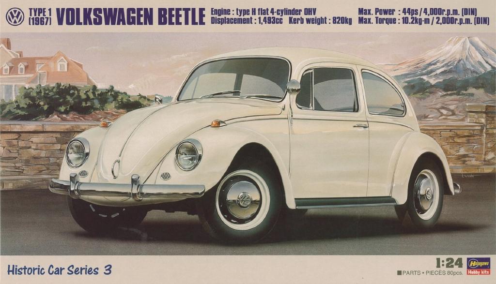 Hasegawa Volkswagen Beetle 1967 Plastic Model Kit HC3 1/24