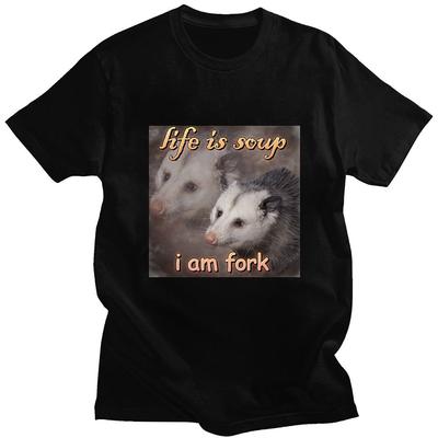 Lustiges „Life Is Soup I Am Fork“-Print-T-Shirt mit Rundhalsausschnitt, für Männer und Frauen, kurzärmelig, Baumwolle, Sommer-T-Shirt, Streetwear, hochwertiges T-Shirt