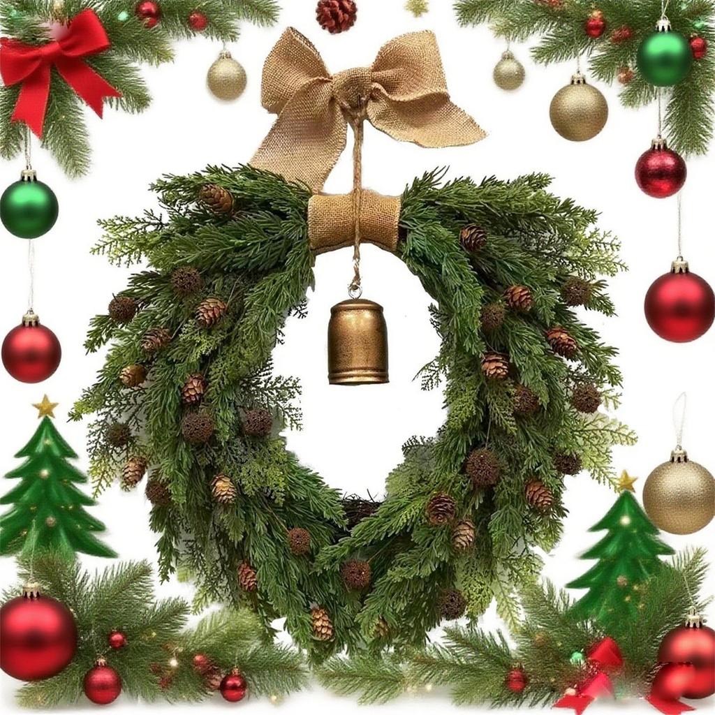 Christmas Bell Wreath Rustic Easy To Use Hanging Artificial Garland Decor For Holiday Garden Indoor Outdoor Celebration Wedding