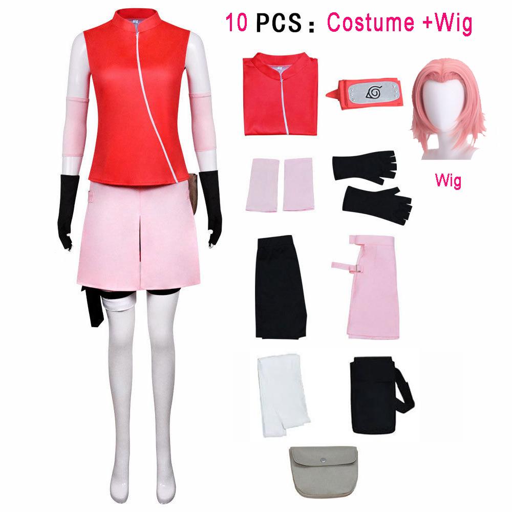 Spill Haruno Sakura Cosplay Shippuden Anime Kostyme Parykk Kvinner Jenter Skjørt Antrekk Unisex Ninja Tegneserie Halloween Karnevalskostyme