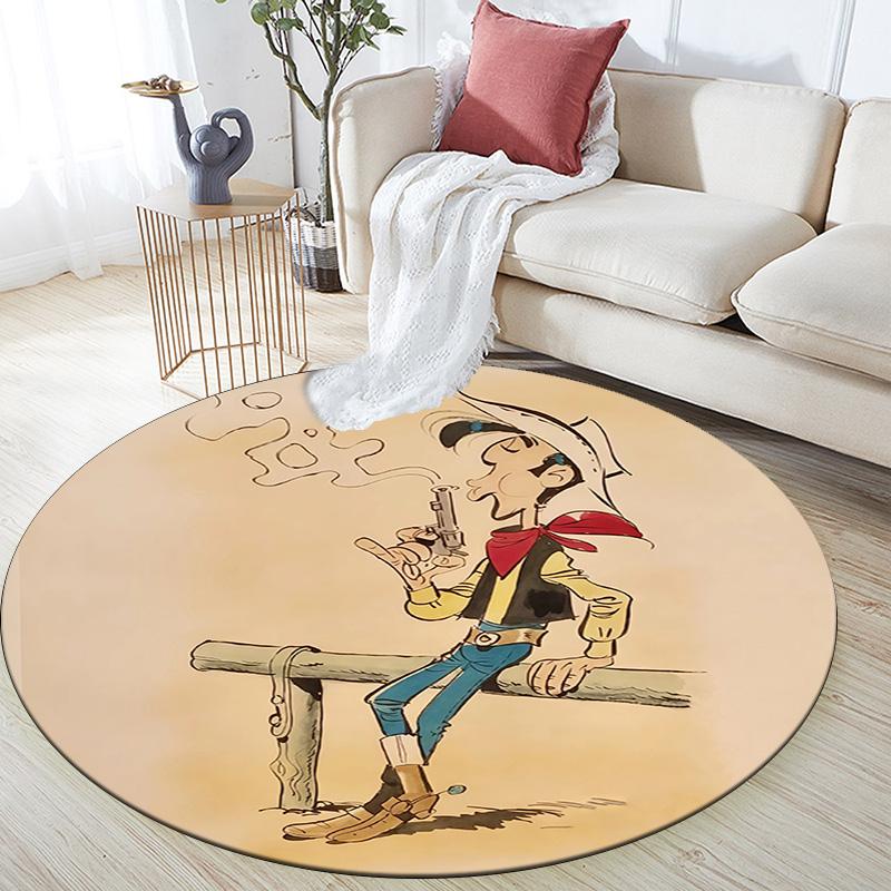 Lucky Luke2 Round Area Rug,Carpet Rug for Living Room Bedroom Sofa Playroom Decor,Non-slip Floor Mat
