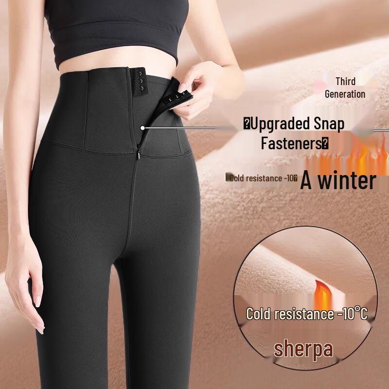 Langsha Women's Winter High-Waist Fleece-Lined Tummy Control Leggings