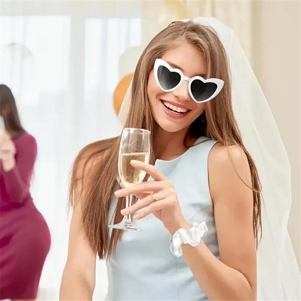 9PCS Cat Eye Glasses Heart-Shaped Plastic Frame Polycarbonate Decorative Vintage Included for Party Wedding Music Festival