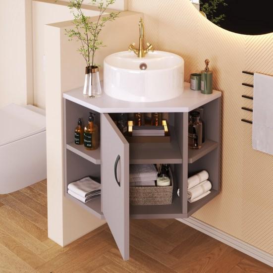 Washbasin Cabinet Strong Load Bearing Large Capacity Smooth Surface Waterproof Easy To Clean Space-saving MDF Bathroom Lavatory