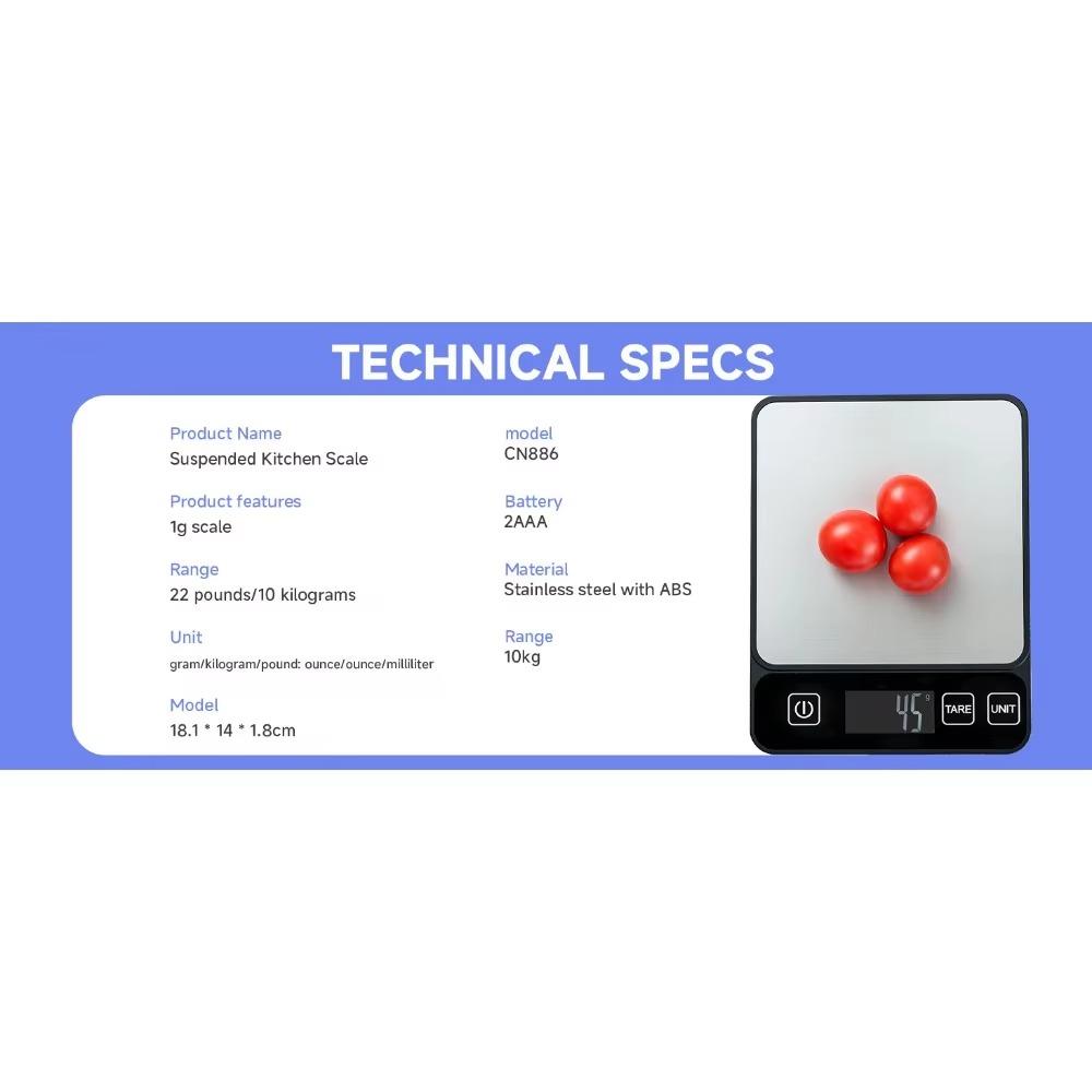 Digital Kitchen Food Scale with LCD Display 304 Stainless Steel Kitchen Balance for Fitness Baking Weighing