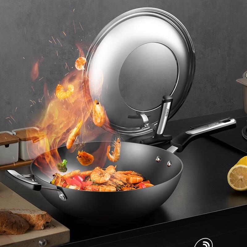 ASD 32CM Cast Iron Flat-Bottom Wok