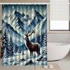 Snow Mountain Deer Pattern Shower Curtain, High-End Elegant And Easy-To-Install Bathroom Curtain For Home Decor