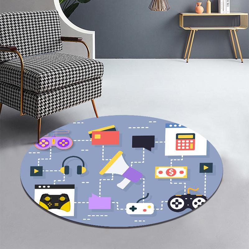 Okrągły kolorowy dywanik do gier, antypoślizgowy, do salonu, do pokoju e-sportowego, dywanik wejściowy nadający się do prania w pralce