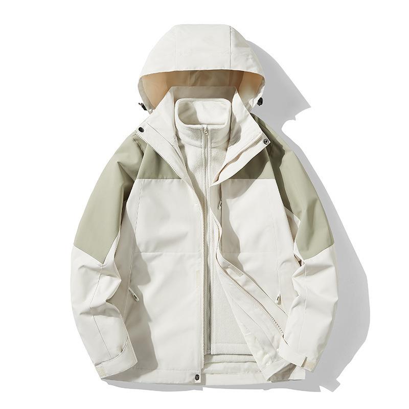 New Outdoor Jacket for Women, Windproof and Waterproof Three-in-one Detachable Two-piece Set, Thickened