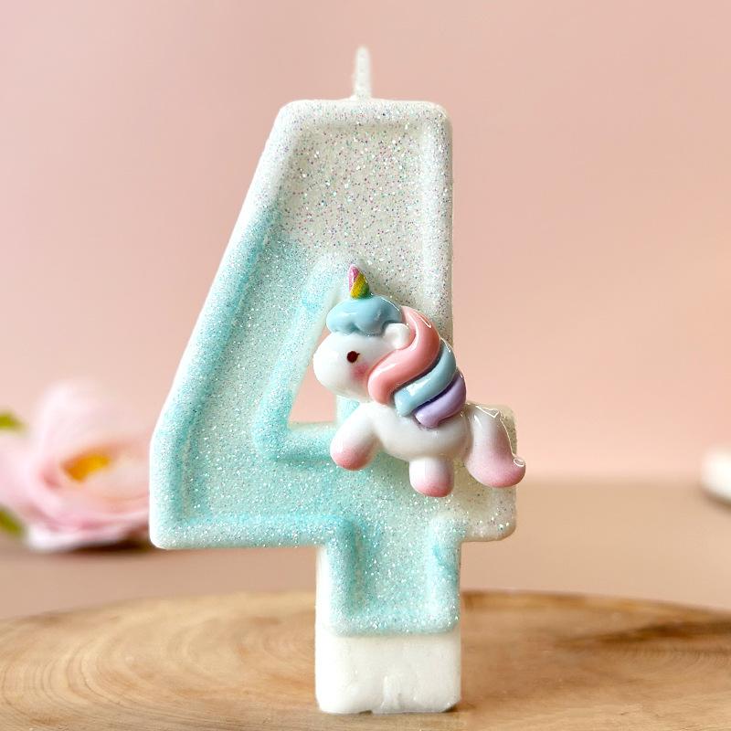 Cute Unicorn Digital Candle Birthday Candle Party Festival Cake Decoration Atmosphere Props