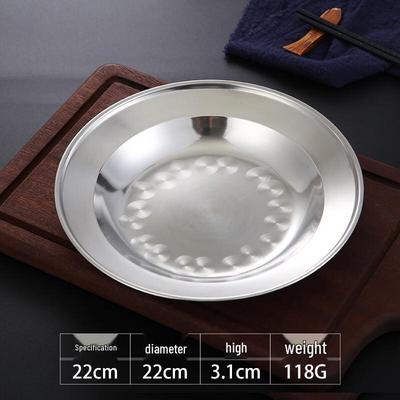 Yuzhuxun 22cm Stainless Steel Shallow Serving Plates - 5 Pack