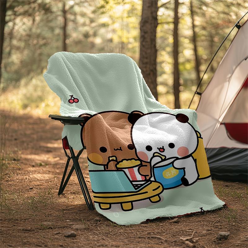 1pc Yier BuBu Bear3 Theme Blanket - Digital Print, Polyester, Cozy for All Seasons, Perfect for Outdoor, Camping, and Travel