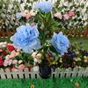 Outdoor Garden Lamp 3 Heads Design Realistic Looking Waterproof Automatic Charging Solar Powered Peony Flower Lamp Landscape Lighting