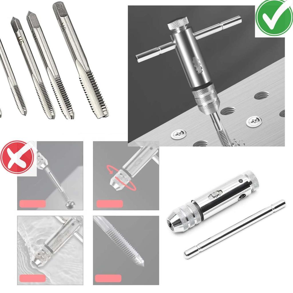 HUIKKJP Tap Handle Ratchet Screw Tap Ratchet T-Handle Tap Drill M3 M4 M5 M6 M8 Connection Tap Handle Tool Set Drilling Screw Tap