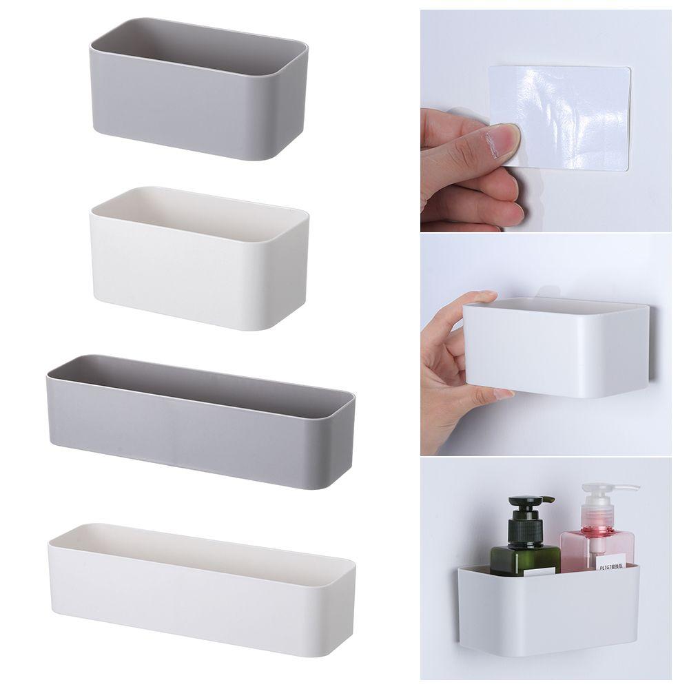 Sticky Stand Rack Storage Case Adhesive Hanger Fixed On Wall Wall Mounted Organizer Remote Control Holder Cosmetic Storage Box