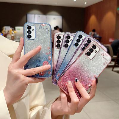 Gilt für Samsung S23 Galvanik Secret Garden Handyhülle A73 allmählich wechselnder Glitzer A12 Strass A04 Anti-Drop S9 Softcase