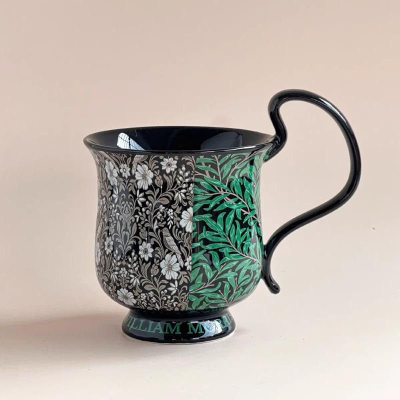 High End Floral Ceramic Mugs Water Bottles Retro Coffee Cups Large Capacity Latte Cups As Souvenirs and Gifts