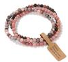 Braccialetti Elastici con Perline di Pietra Naturale da 4 mm (3 Pezzi) per Donna Uomo Agate Muschiate Quarzi Rosa Set di Braccialetti Elasticizzati con Etichetta Gioielli