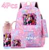 4 Adet/set KPOP Sırt Çantası El Çantası Kalemlik 750Ml Matara Genç Erkek Kız İçin Büyük Kapasiteli Kitap Çantası Karikatür Baskılı Okul Çantası Mochila