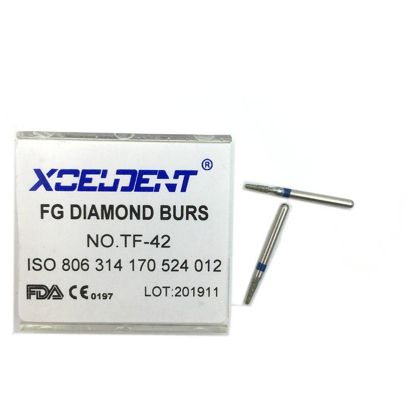 10 stk Dental Diamond Burs FG 1,6 mm høyhastighetsbor for høyhastighets håndstykke middels tannbehandlingsmaterialer TF-42