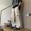 Spring New Casual Pants Loose Straight Wide Leg Big Pocket High Street Overalls Sports Outdoor Pants Men