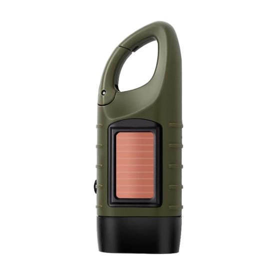 Hand Crank Solar Powered Flashlight Super Bright Compact Size Portable Emergency Rechargeable LED Flashlight Camping Gear