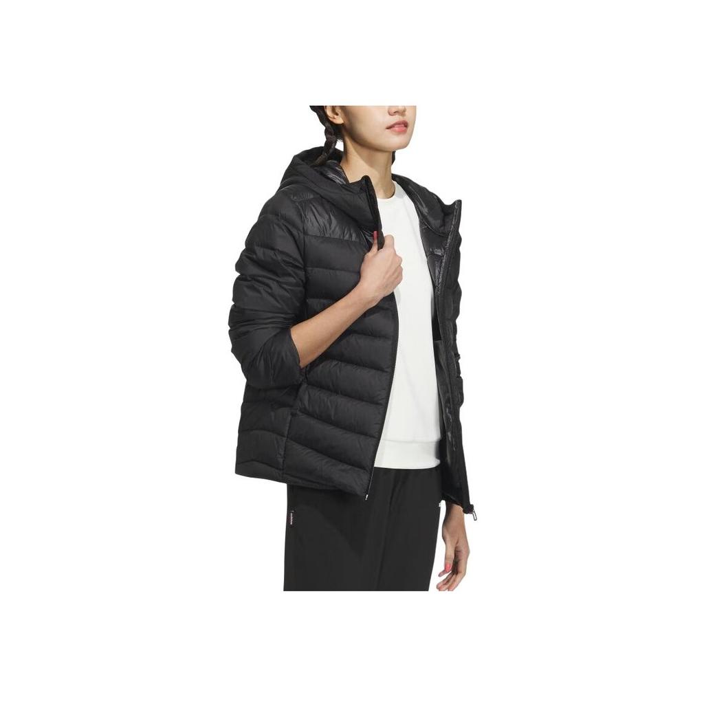 adidas Minimalistische Buchstaben Warme Mode Kapuzen-Daunenjacke Herren Oberbekleidung Schwarz JL9579