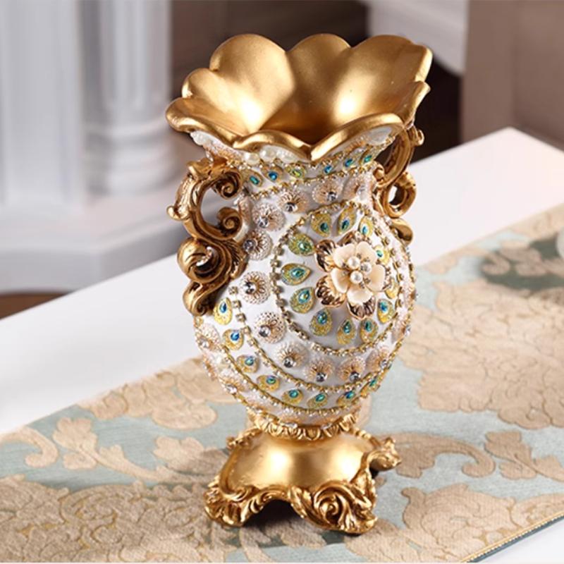European Retro Resin Double Ear Vase, Three-dimensional Dried Flower Arrangement, Living Room, Office Decoration, Home Decor