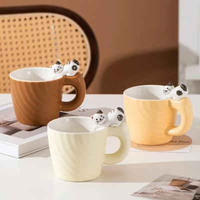 Cană creativă din ceramică cu pisică din desene animate Cupă cu pisică drăguță Mic dejun cu lapte pentru copii Cești de cafea, birou, ceai, cadou Frends