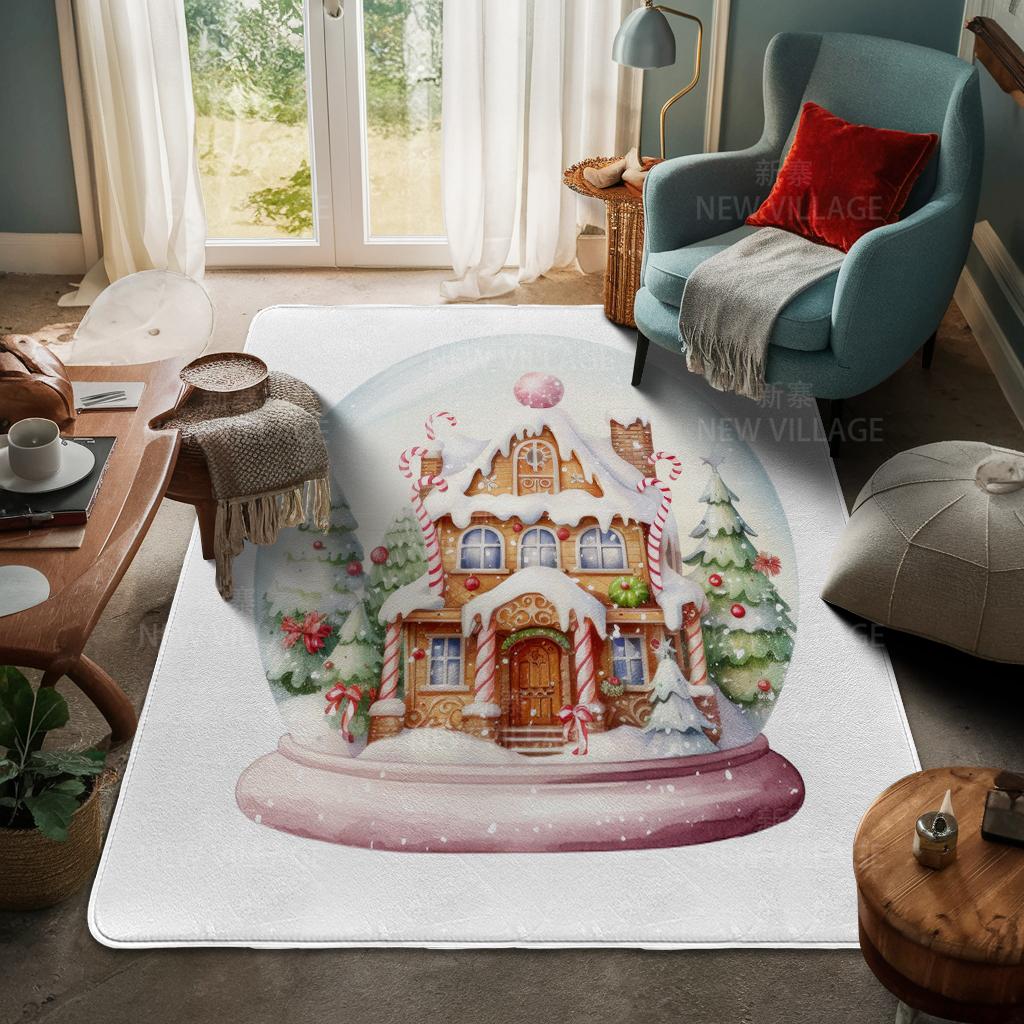 House Entrance Carpet Home Door Mat Living Room Bath Foot Bathroom Non-slip Water Absorption Rugs Bath Merry Christmas Winter