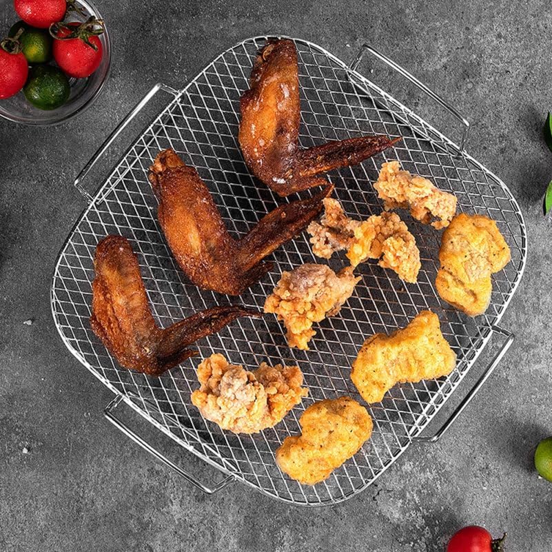 Zerodeko wkładki zaopatrzeniowe kwadratowy stojak na chleb uchwyt stojak do gotowania frytkownicy powietrznej akcesoria do piekarnika frytkownicy powietrznej szablon siatki do grilla stal nierdzewna frytkownica powietrzna grill