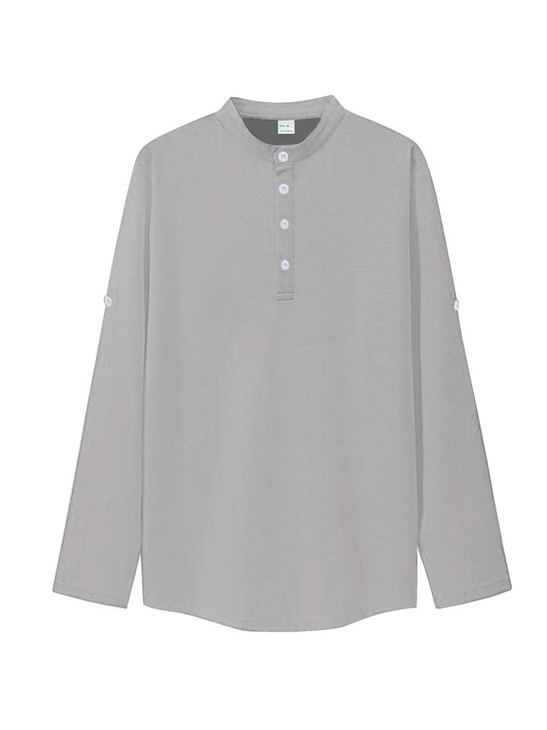 European and American TK Men's Long-sleeved Polo Shirt Summer Casual Breathable Button-up Collar Plaid Polo Shirt