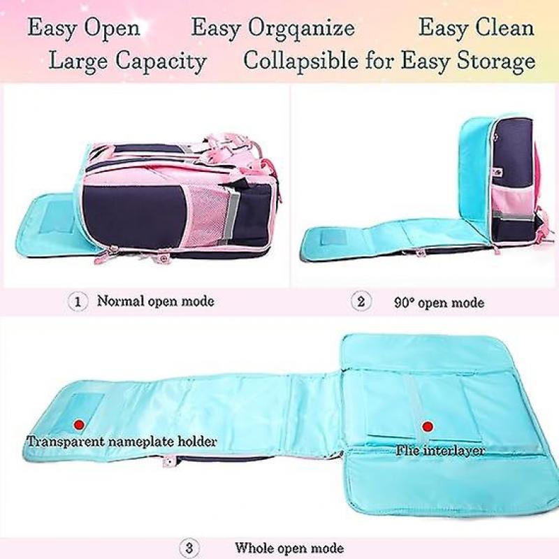 Unicorn Girls Backpacks For School Princess Bowknot Kids Bookbags Boys Dinosaur Backpack-blue+pinklarge