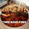 Chicago Fire Round Area Rug,Carpet Rug for Living Room Bedroom Sofa Playroom Decor,Non-slip Floor Mat
