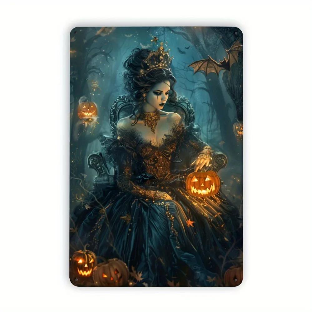 

1 pc Halloween Witch Decoration: Iron Wall Art Hanging Carved Plaque for Home Bedroom Dining Room Bar Cafe Library Garage 20x30cm