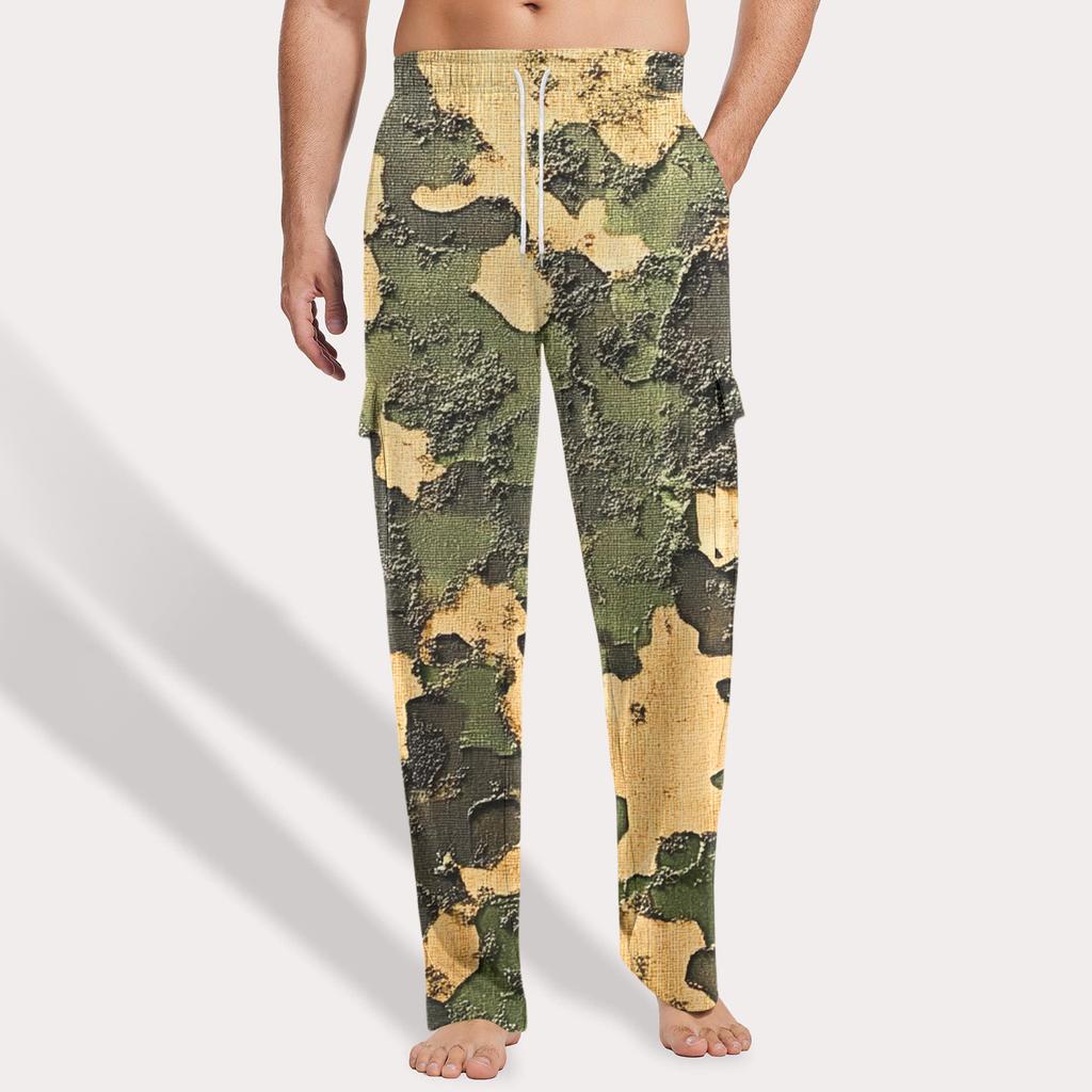 Herren Locker Lässige Mehrfach-Taschen Arbeitshose, Jugendliche Stretch-Taille Kordelzug Hose