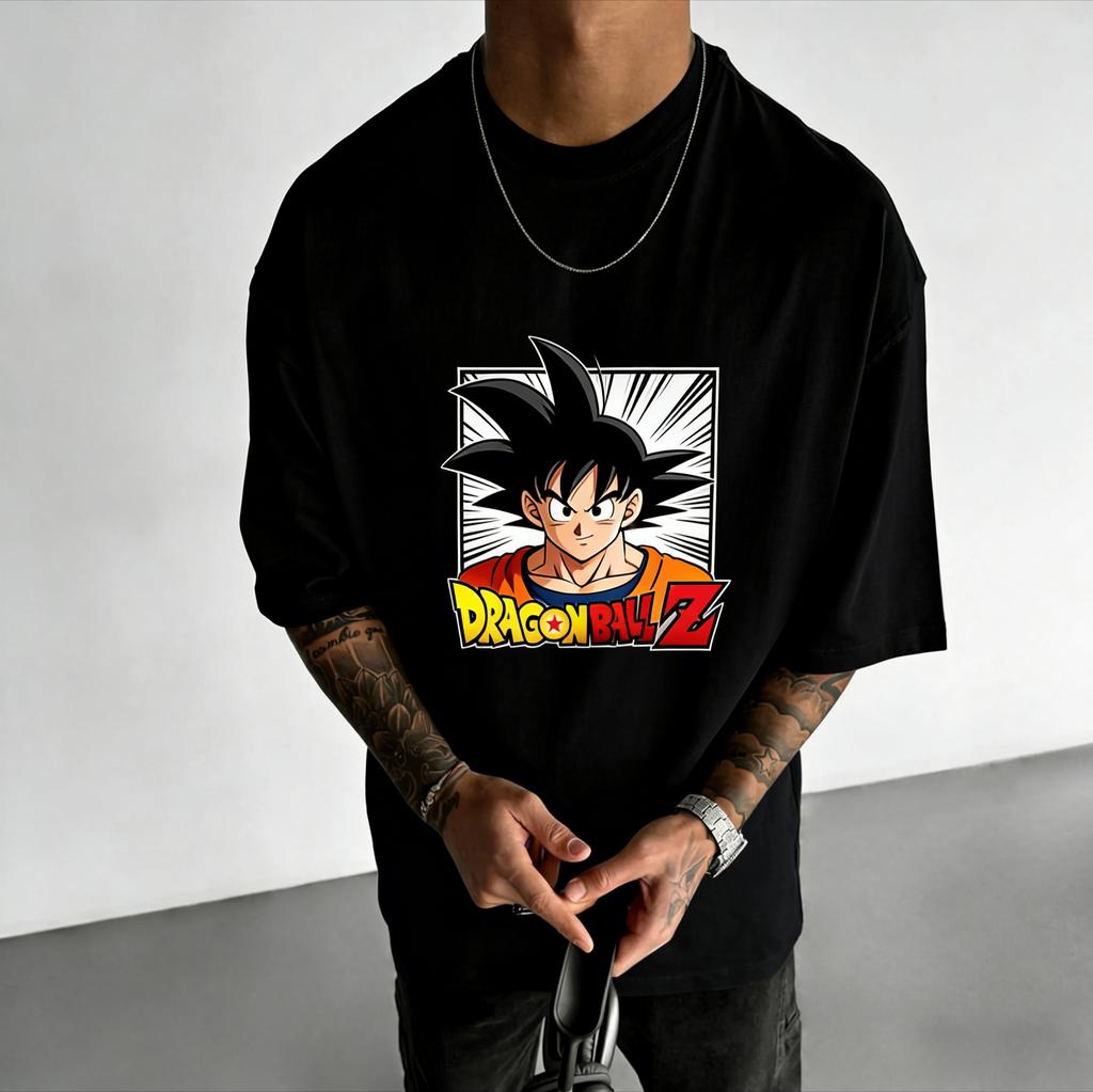 New Dragon Ball Anime Goku Roundneck Shortsleeved 2026 Summer American Mens Loose and Breathable Sports Cotton Tshirt