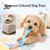 Pet Exercise And Bonding Toys Molar Teeth Cleaning Fork Toy, Durable Woven Rope Training Macaron for Dogs Colors Interactive TPR Chew Toy Gum Massage